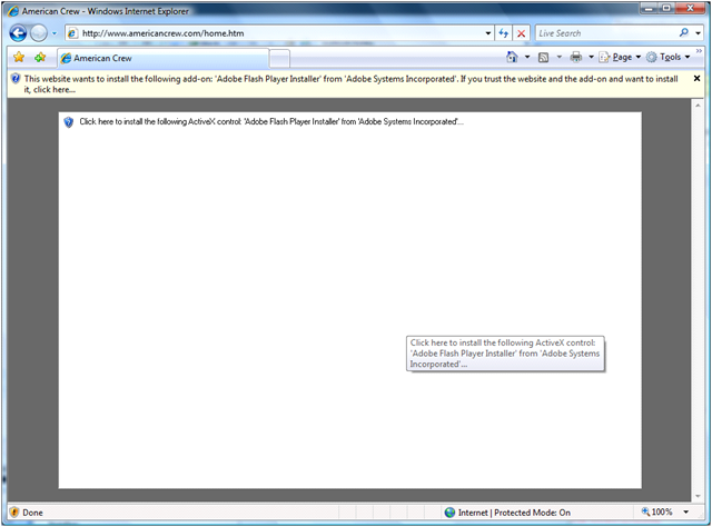Screenshot of web page error
