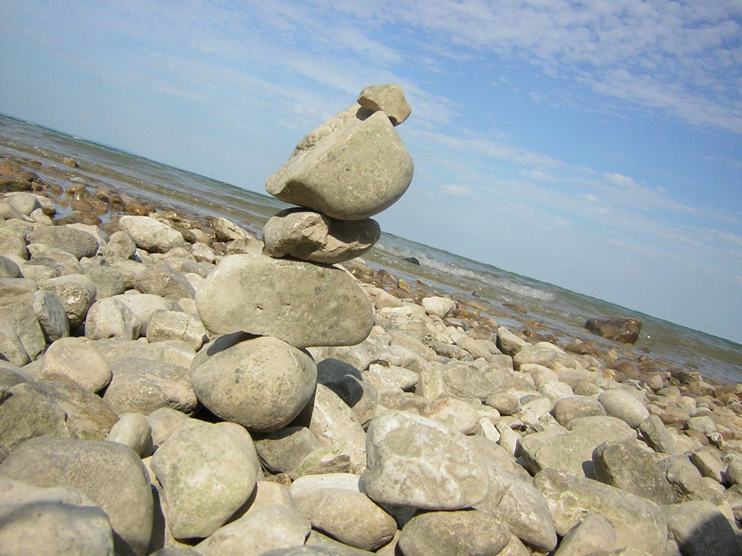Rocks stacked on a beach