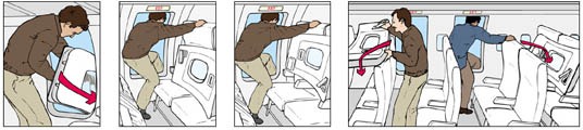 Instructions for leaving a plane